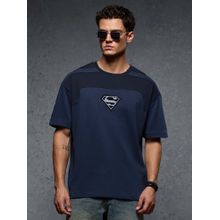 The Souled Store Official Superman Blue Suit Men Oversized T-Shirt