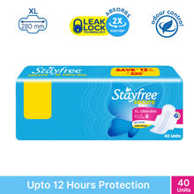 Stayfree Secure Extra Large Ultra Thin Sanitary Pads with Dry Cover & Wings - XL - Pack of 40