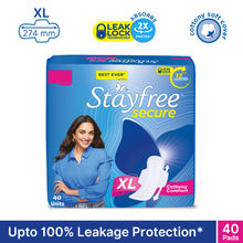 Stayfree Secure Extra Large Sanitary Pads with Cottony Soft Cover - XL - Pack of 40