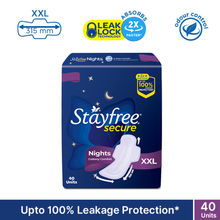 Stayfree Secure Nights Sanitary Pads with Cottony Soft Cover for Comfort - XXL - Pack of 40