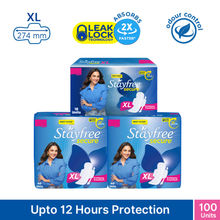 Stayfree Secure Extra Large Sanitary Pads with Cottony Soft Cover - XL - Combo Pack of 100
