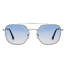John Jacobs Silver Blue Extra Wide Hexagonal Sunglasses - JJ S12803