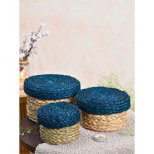 KADAM HAAT Handmade Sabai Gift Box- Indigo Set of 3