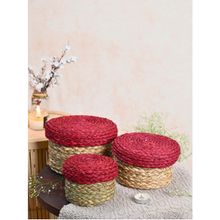 KADAM HAAT Handmade Sabai Gift Box- Red Set of 3