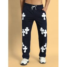 WEARDUDS Navy Blue Signum Relaxed Printed Track Pant