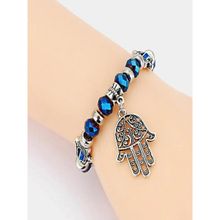 Jewelz Blue Evil Eye and Hamsa Hand Beaded Stretch Bracelet - Spiritual Protection Charm