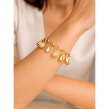 Jewelz Gold-Tone Statement Bracelet with Pearl Mesh and Teardrop Charms
