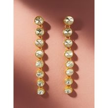 Jewelz Gold-Plated Long Drop Earrings with Linked Round Crystals