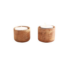 Manor House Aachman Wood Sphere Tea Light Candle Holder (Set of 2)