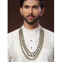 Karatcart Men Green Tumble Polki Kundan Maharaja Necklace