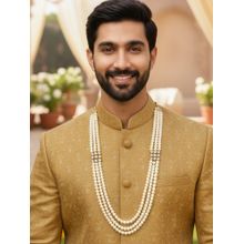 Karatcart Men Luxurious Polki Kundan White Pearl Maharaja Necklace