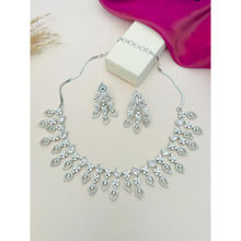 Abdesigns White Silver Plated American Diamond Jewellery Set