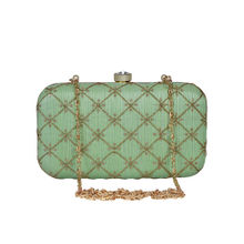 Anekaant Web Embroidered Sequines Faux Silk Clutch