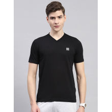 Rock.it Mens Black Solid V Neck Half Sleeve T-Shirt
