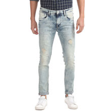 Ed Hardy Blue Acid Wash Distressed Jeans