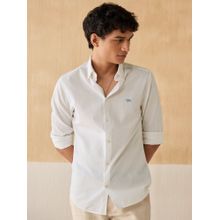 Andamen Regular Fit Men White Solid Cotton Seersucker Shirt