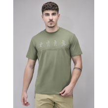 WOODS Men Green Printed Crew Neck T-Shirt