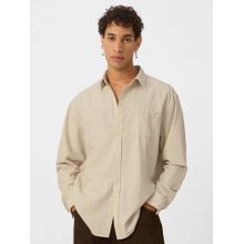 The Souled Store Originals Cotton Linen Beige Men Shirt