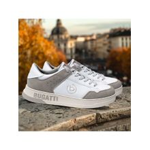 Bugatti Franc White Suede Leather Mens Sneakers