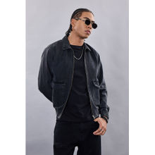 Snitch Revolution Charcoal Grey Zipper Denim Jacket