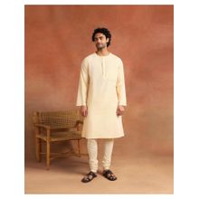 Fabindia Cream Cotton Stripe Long Kurta