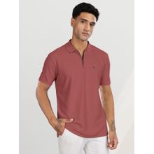 BULLMER Men Red Polyester Solid Regular Fit Polo T-Shirt