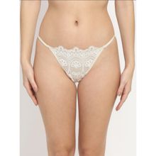 Erotissch Women White Self Design Thongs Brief Panty