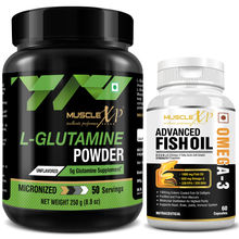 MuscleXP L-glutamine Powder + Omega 3 Advanced Fish Oil Softgels