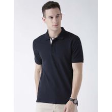 Club York Men Navy Blue Solid Polo Collar T-Shirt