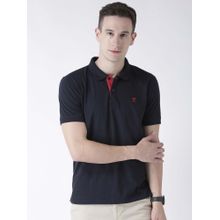 Club York Men Navy Blue Solid Polo Collar T-Shirt