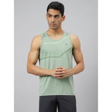 Alcis Men Green Anti Static Slim Fit Distance Running Singlet T-Shirt