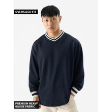 The Souled Store Originals Solids: Navy Men Oversized Full Sleeve T-Shirt