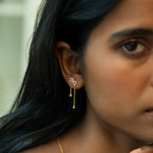 Shaya by CaratLane Lustre of my Cluster 7 Stone Earrings in Gold Plated 925 Silver
