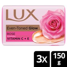 LUX Soft Glow Rose & Vitamin E Soap Bar (Pack of 3) Moisturizing Bathing Soap