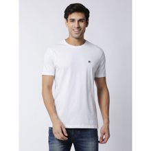 Dragon Hill White Jersey Lycra Round Neck T-shirt