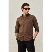 Snitch Luxe Catch Me If You Can Brown Satin Shirt