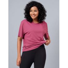 Dida Pink Women's Round Neck Solid Poly Fine T-Shirt