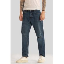 Snitch Vault Navy Blue Distressed Baggy Fit Jeans