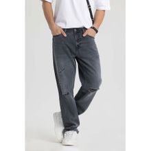 Snitch Ash Grey Distressed Relaxed Fit Jeans