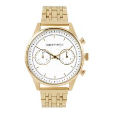 Joker & Witch Cruz White Dial Gold Metallic Link Strap Analog Mens Watch