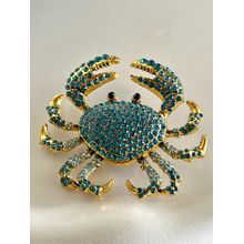 AMOSSH Crab Aqua Diamond Studded Statement Brooch
