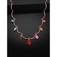 Estele Rose Gold Plated Sparkling charm Necklace with Multi-color Crystals for Women