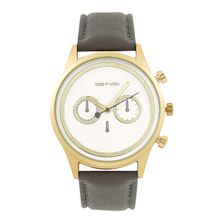 Joker & Witch Hudson White Dial Grey Faux Leather Strap Analog Mens Watch