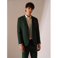 Selected Men Dark Green Jersey Suit-Set Blazer