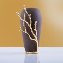 Gibox Tero Vine Pot Aluminium Flower Vase with Floral Design, Decor, Table Top Centrepiece