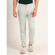 AM SWAN Premium Cotton Stretch Light Grey Solid Mens Regular Fit Chinos