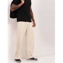 SHOWOFF Mens Cream Solid Straight Fit Trackpants