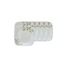 Corelle Asia Square Round Collection Green Breeze 22.9 cm Square Round Medium Plate (Pack of 6)