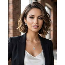 925 SILLER Pure Silver Pink Stone Jewellery Set