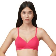 Amante Cotton Dream Lightly Padded Non-Wired T-Shirt Bra-Pink